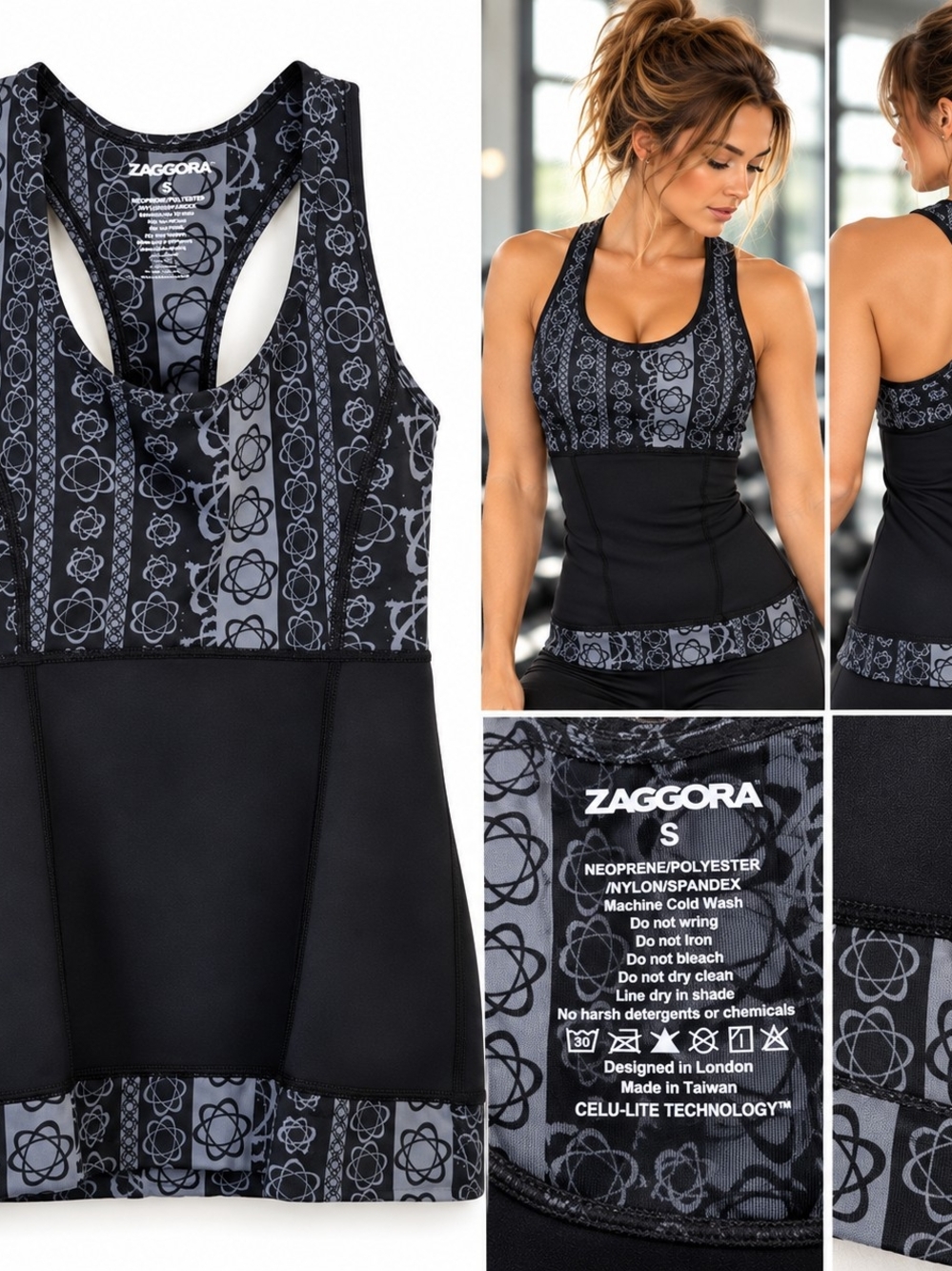 Zaggora Celu-Lite Neoprene Compression Tank Small Racerback Y2K Activewear